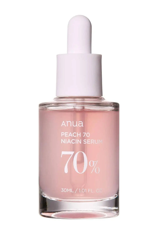 ANUA Peach 70 Niacin Serum – Korean skincare serum with Niacinamide for glass skin, brightening, and hydration. Ideal for TikTok viral skincare trends, paired with Korean toner for best results.