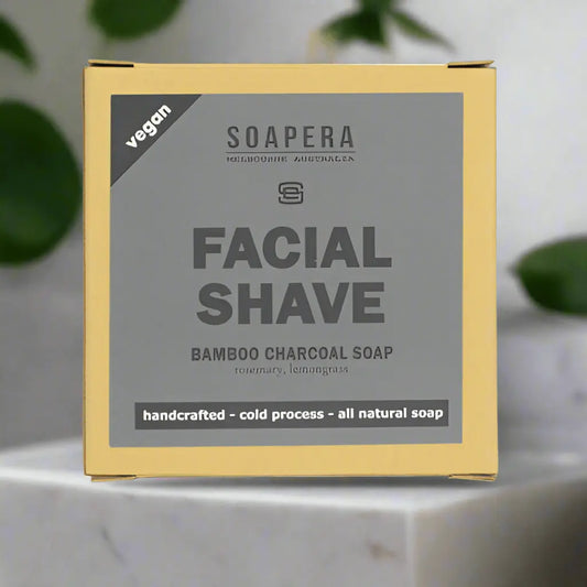 BAMBOO CHARCOAL FACIAL CLEANSING & SHAVING SOAP.