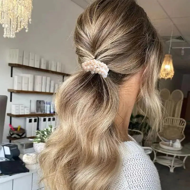 Beaded Elastic Hair Band Set (3-Pack) – Elegant Hold for Effortless Hair Days NextGen Glam shop name