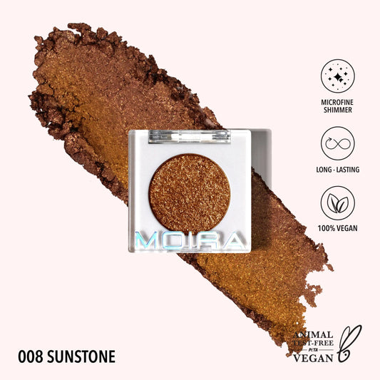 Get vibrant, long-lasting shimmer with Moira Chroma Light Shadow’s bold metallic finish and smooth, blendable texture. Packed with micro-fine glitter, it's cruelty-free, vegan, and free of harsh chemicals_NextGen Glam