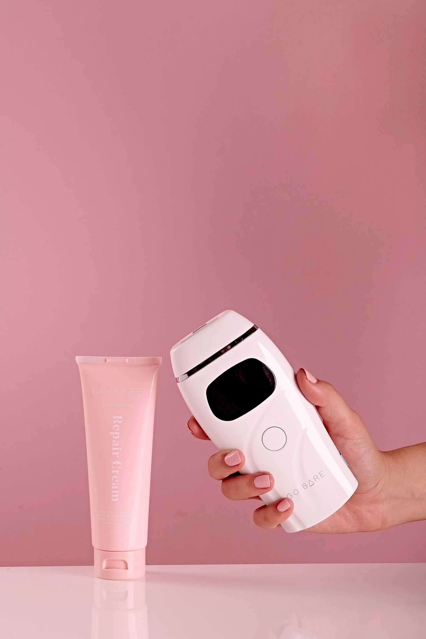 Dynamic Duo Go Bare GO Bare IPL device and Repair Cream- innovative for permanent hair reduction ay home