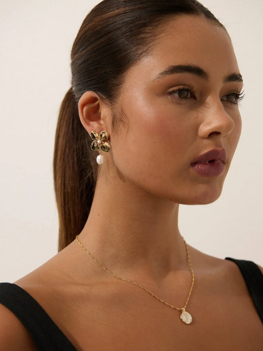 Floral Pearl 18K Gold Plated Earrings - NextGen Glam