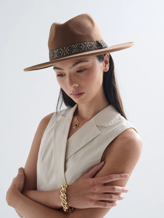 Lia Boho Fedora Felt Hat in Brown - NextGen Glam