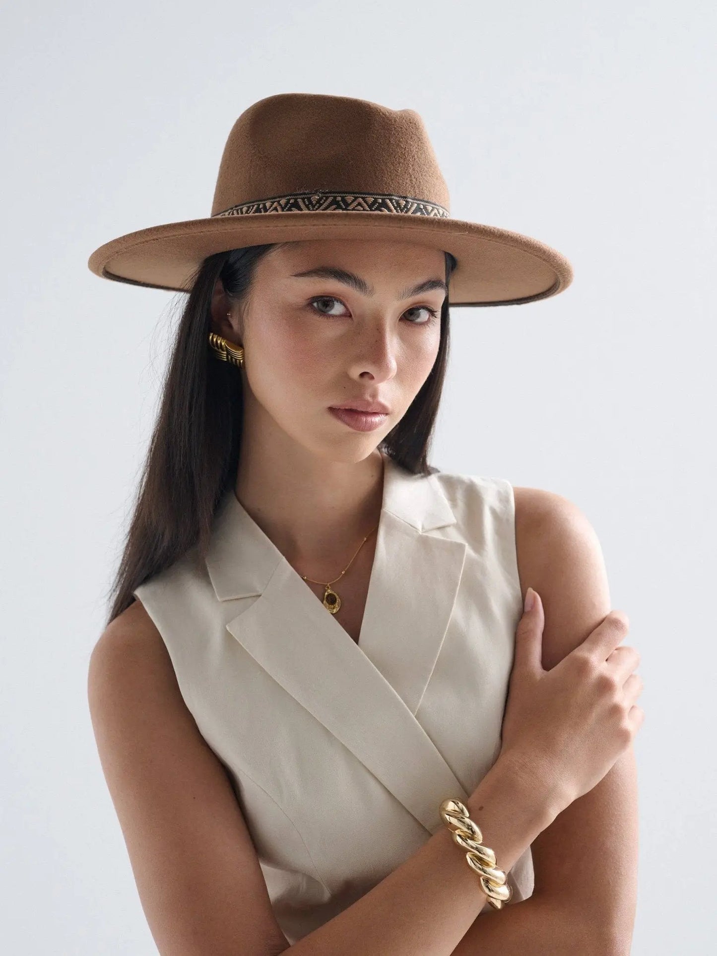 Lia Boho Fedora Felt Hat in Brown - NextGen Glam
