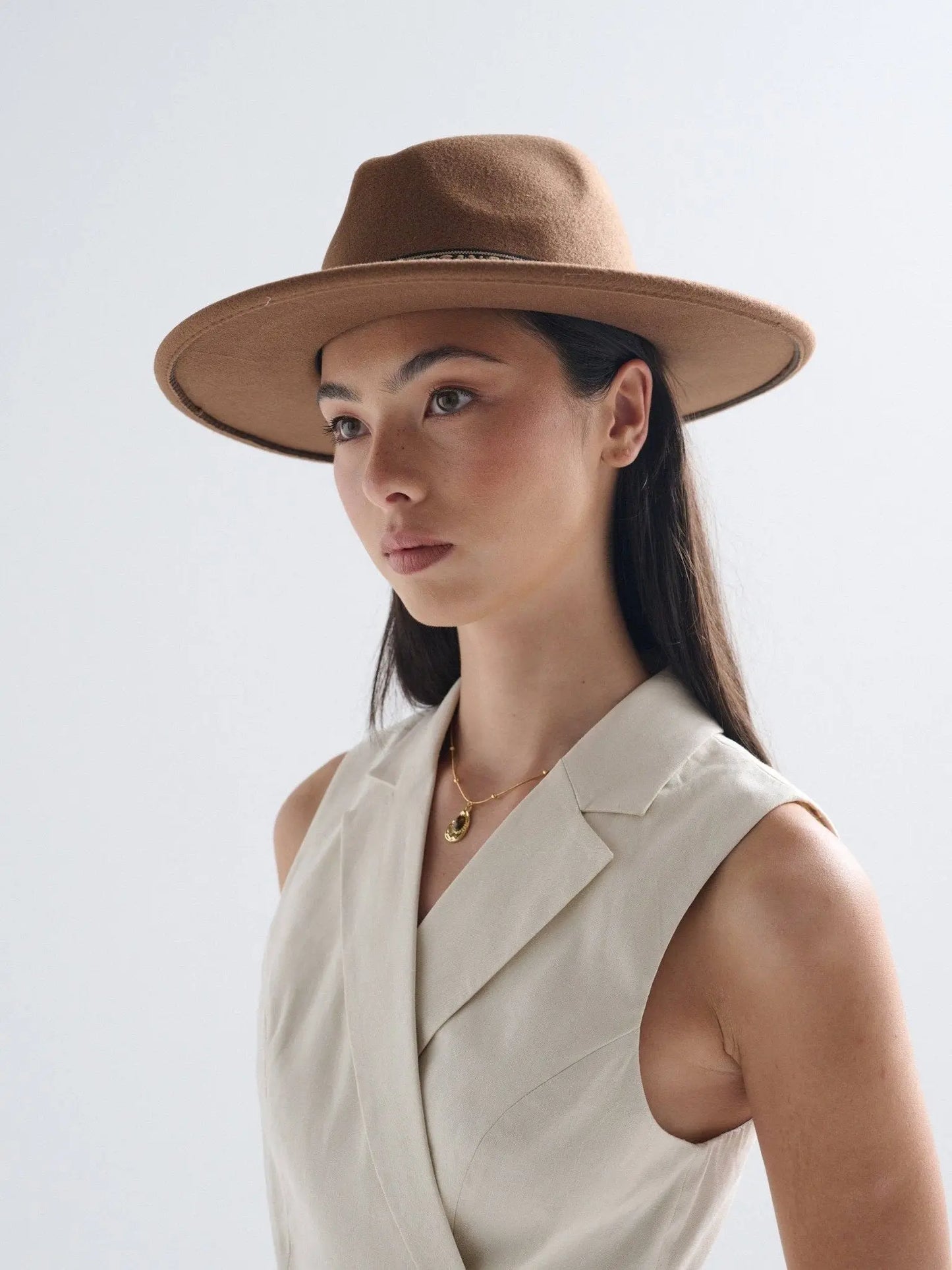 Lia Boho Fedora Felt Hat in Brown - NextGen Glam