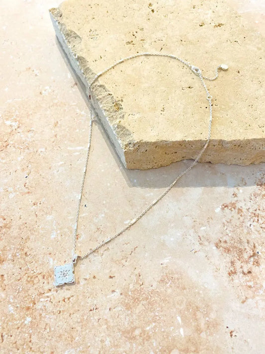 Lori Silver Sterling Plated Charm Necklace.