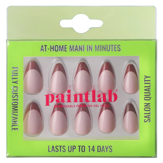 Almond-shaped chocolate brown French tip press-on nails with UV coating, long-lasting, reusable, easy DIY manicure set with glue and tools - NextGen Glam