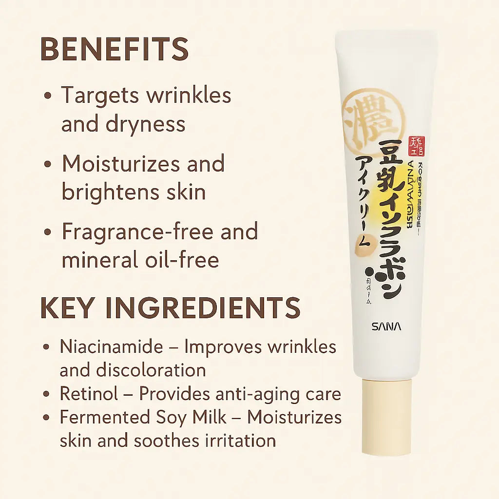 SANA Soy Milk Wrinkle Care Eye Cream White 25g NextGen Glam shop name