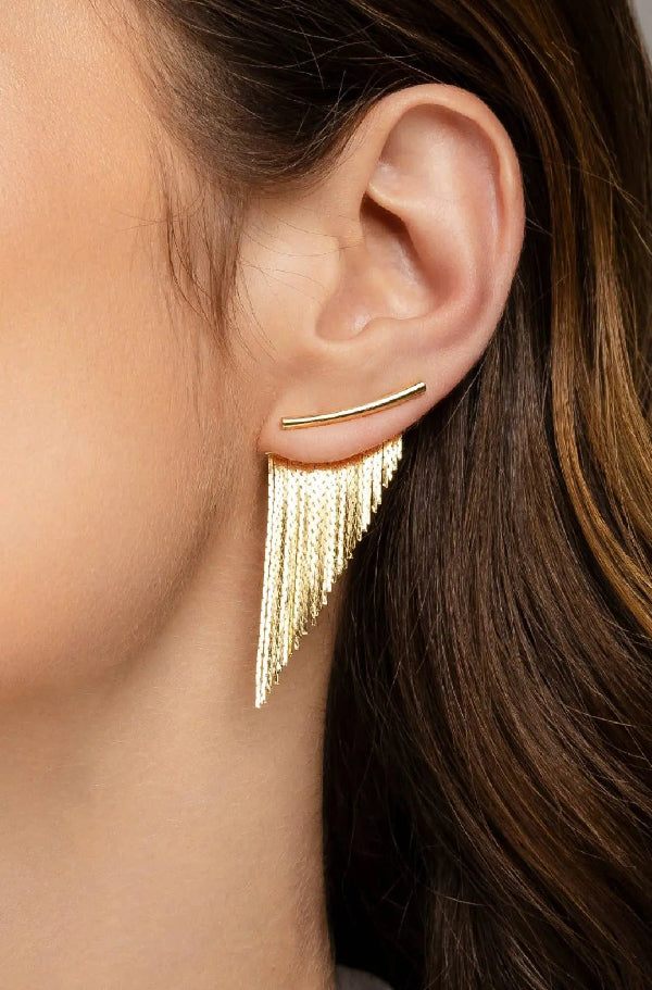 Tassel Fringe Earrings Gold Short -great for a wedding - Hypoallergenic - nickelfree-18k gold- NextGen Glam
