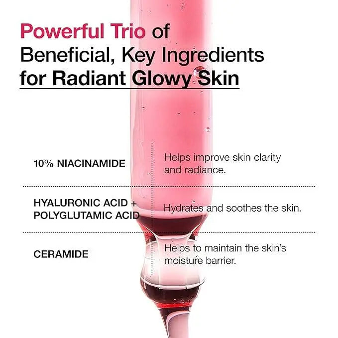 Korean Glass Skin Serum with 10% Niacinamide, 4% Tranexamic Acid, 2% Arbutin for brightening and pore care in Korean skincare routine.