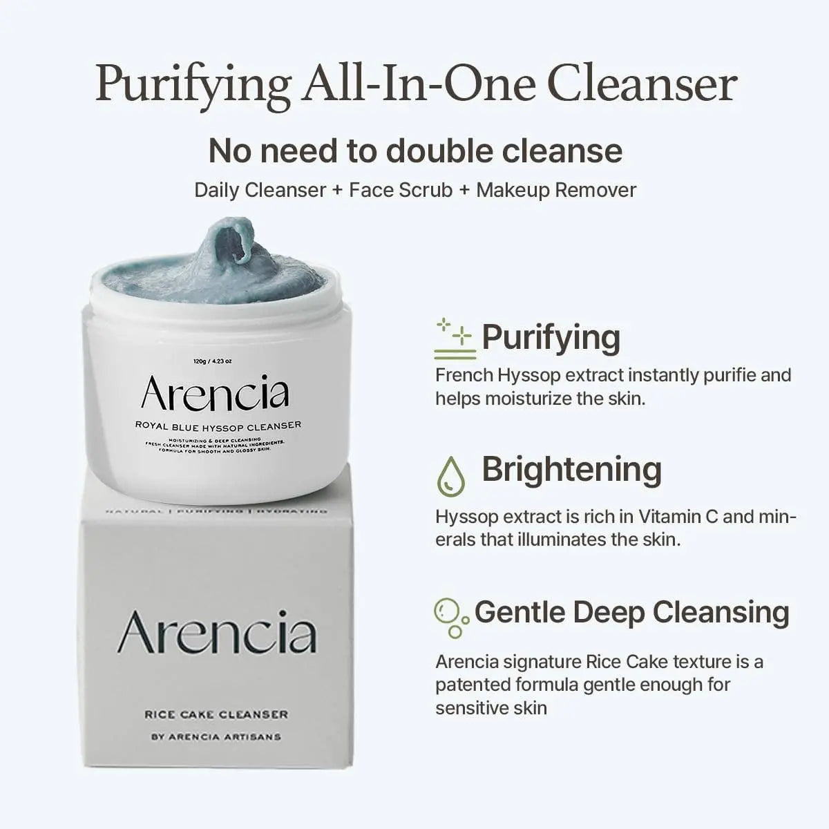 Arencia Royal Blue Hyssop Cleanser for Glass Skin , Korean Skincare