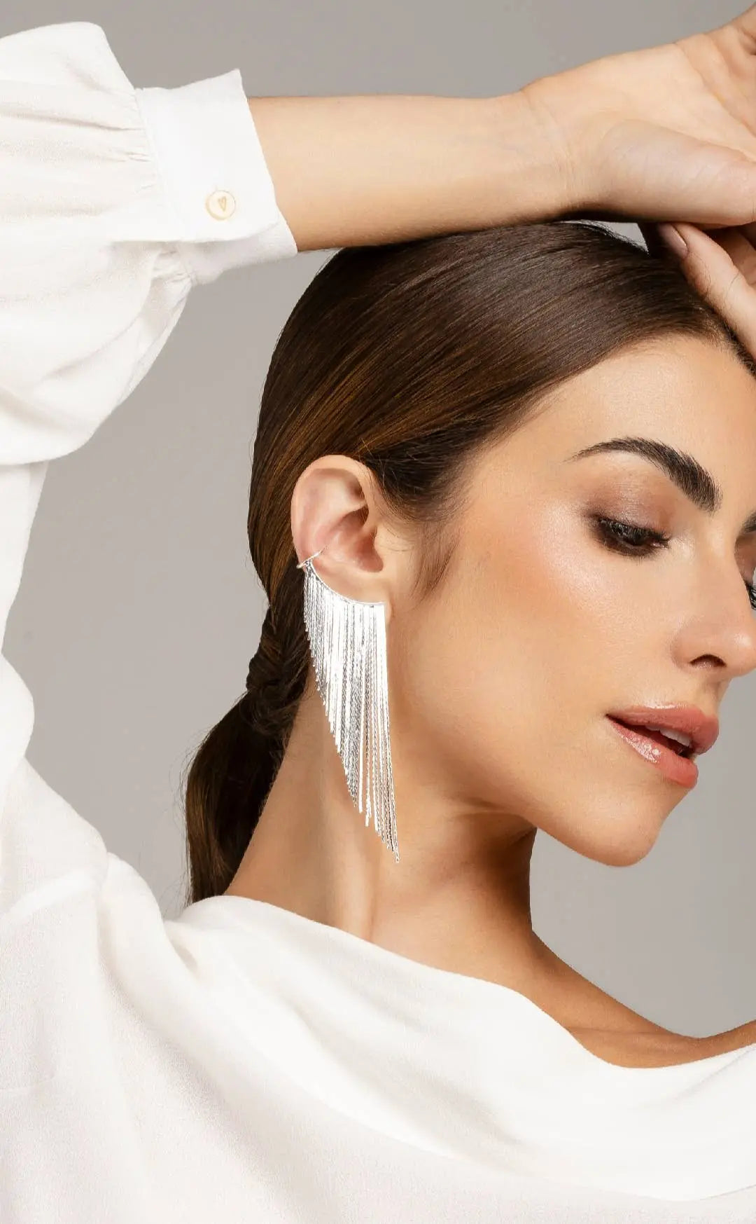 Bossa Tassel Fringe Earrings Silver - earrings for wedding or a special occasion- NextGen Glam