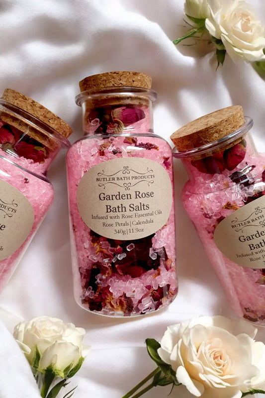 Garden Rose Bath Salts Soak - Epsom Butler Bath Products shop name 
