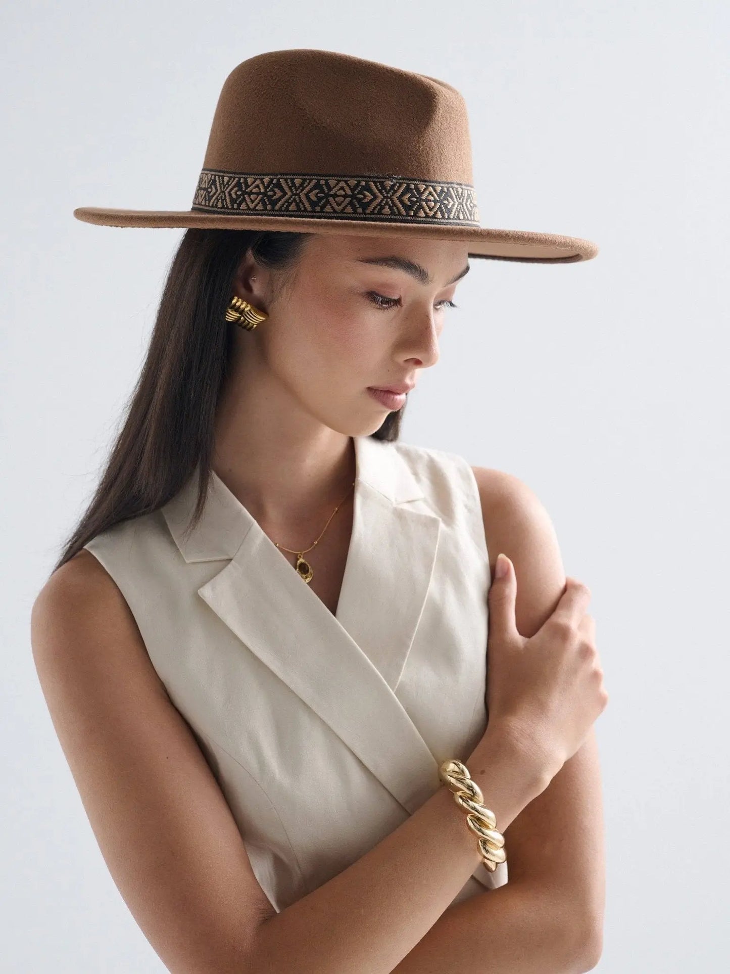 Lia Boho Fedora Felt Hat in Brown - NextGen Glam