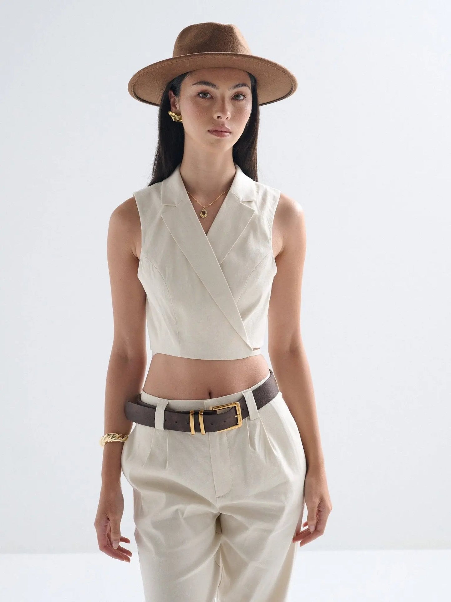 Lia Boho Fedora Felt Hat in Brown - NextGen Glam