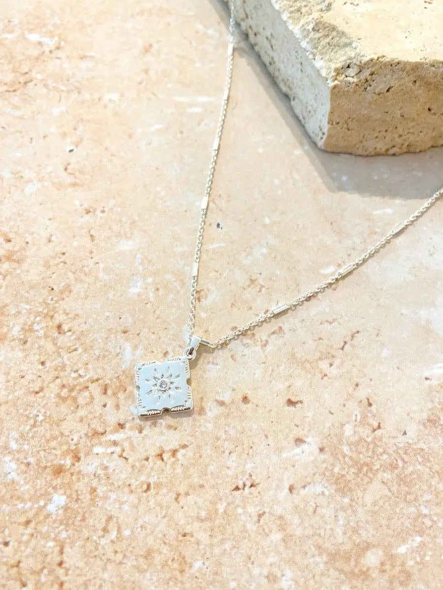 Lori Silver Sterling Plated Charm Necklace.