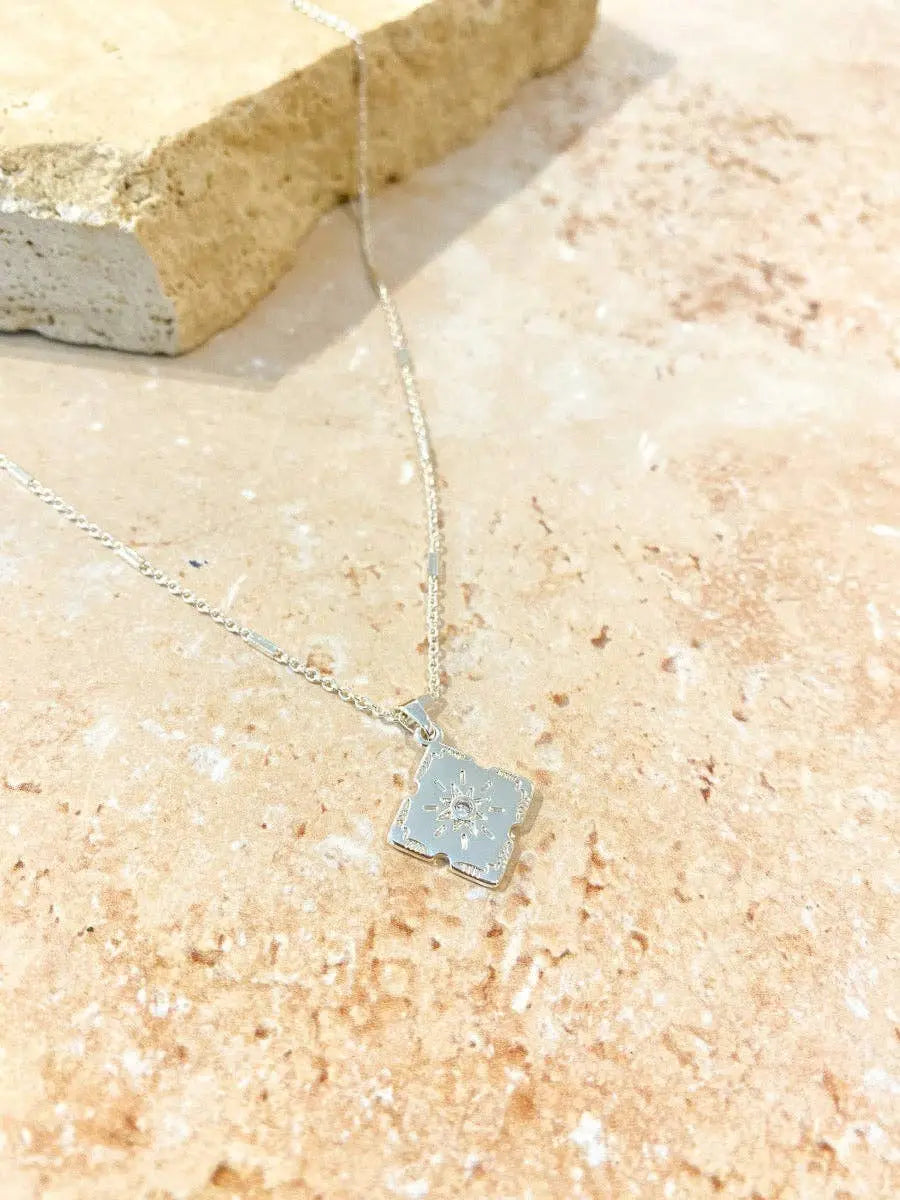 Lori Silver Sterling Plated Charm Necklace.