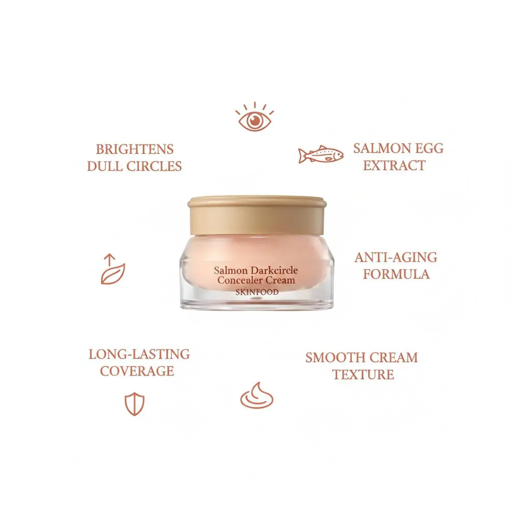 SKINFOOD Salmon Dark Circle Concealer Cream 10g - Korean Eye Concealer with Omega-3