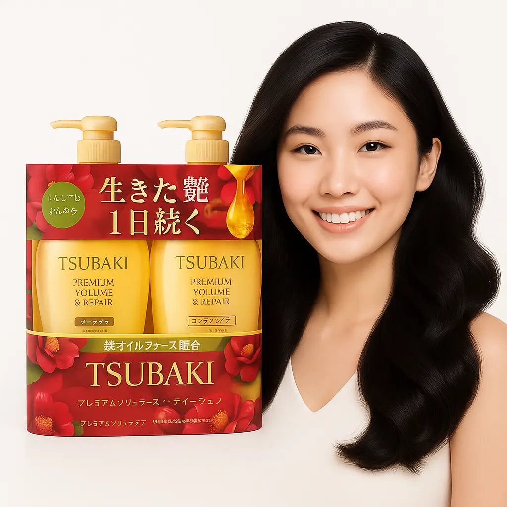Shiseido Tsubaki Premium Volume Repair Shampoo & Conditioner Pump Set – 450ml + 450ml NextGen Glam shop name 