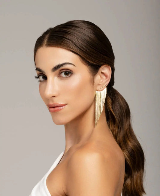 Tassel Fringe Earrings Gold Long House12 - NextGen Glam