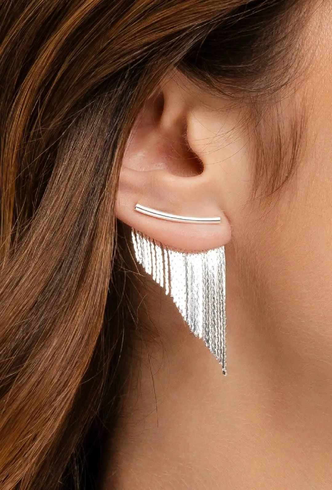 Tassel Fringe Earrings Silver Short - great for a wedding - NextGen Glam