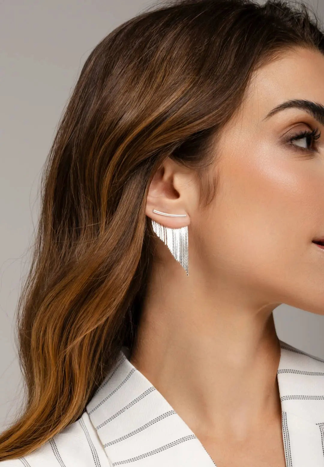 Tassel Fringe Earrings Silver Short - great for a wedding - NextGen Glam