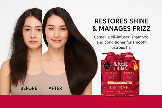 Tsubaki Premium Moist &amp; Repair Shampoo & Conditioner Pump Pair Set – 450 ml + 450 ml NextGen Glam shop name 